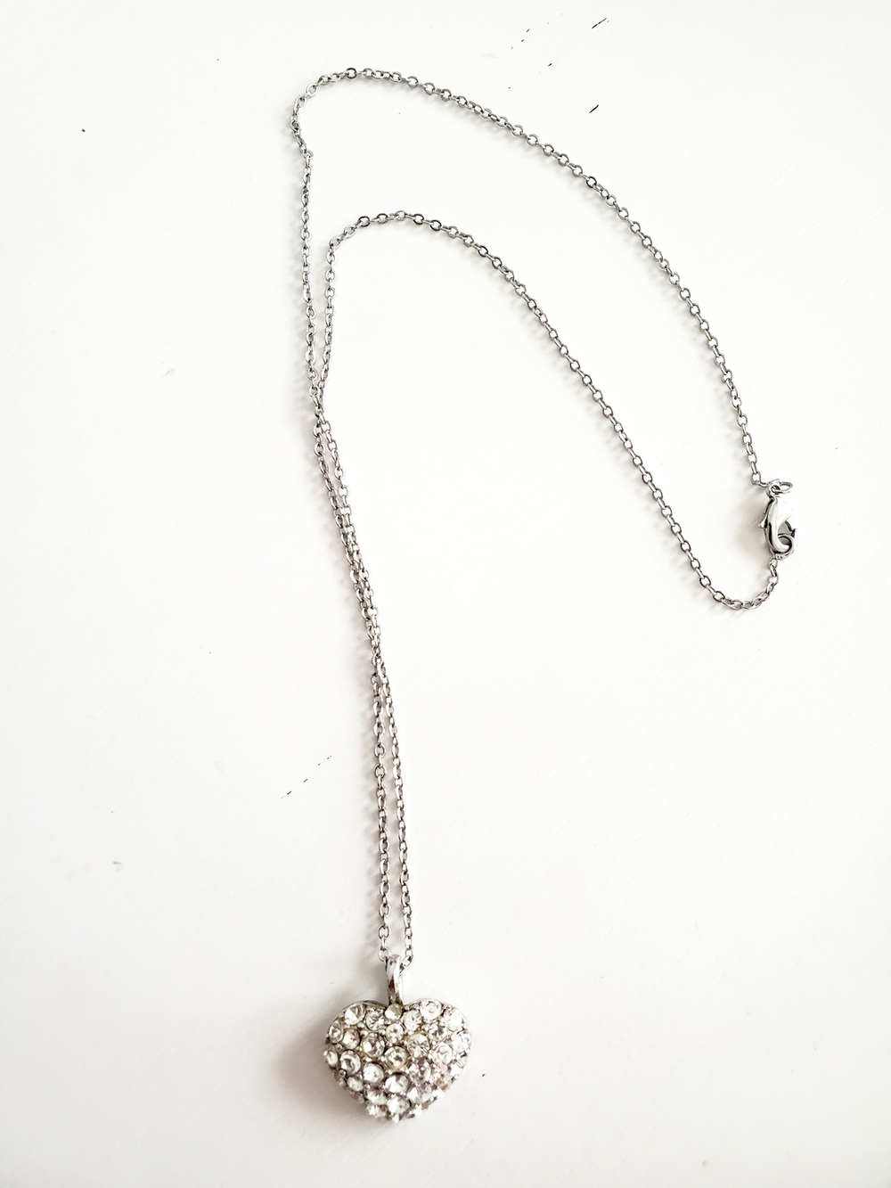 Pavé Crystal Heart Pendant Necklace in Silver